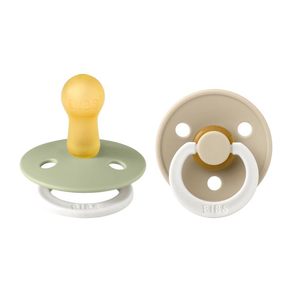 BiBs Glow In The Dark Fopspeen - Rond - 2 Stuks - 6-18 Mnd - Sage/Vanilla