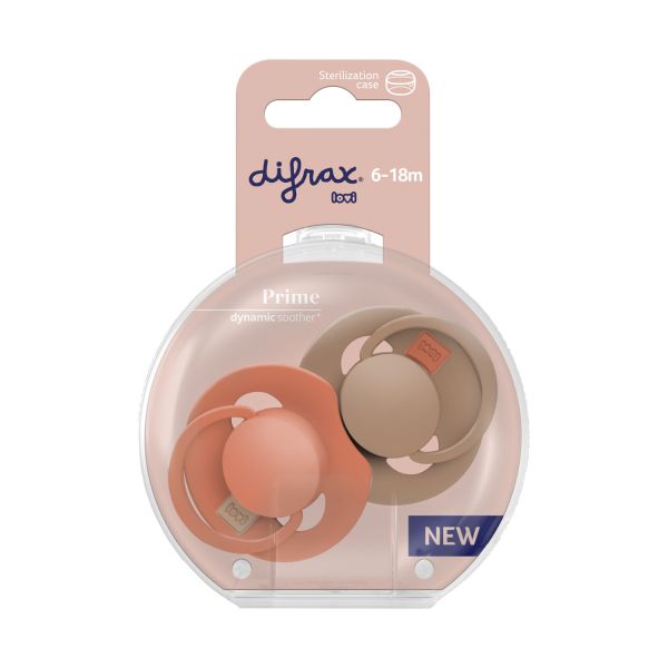 Difrax Dynamic Lovi Prime Fopspeen - 6-18mnd - 2st. - Granola / Orange Difrax Dynamic Lovi Prime Fopspeen - 6-18mnd - 2st. - Granola / Orange