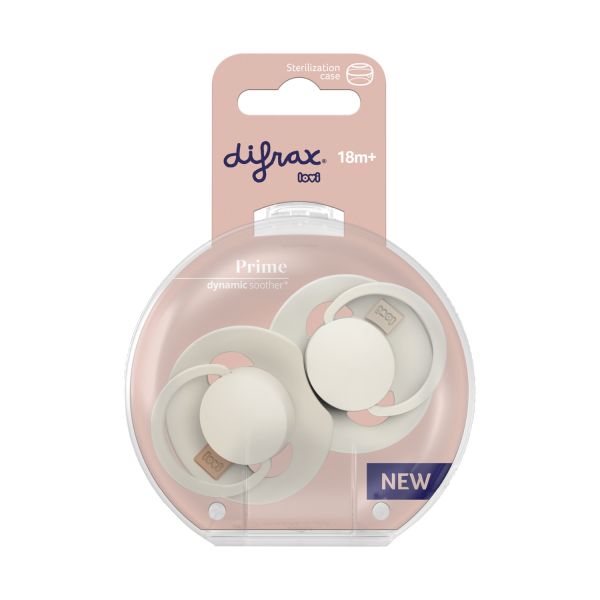 Difrax Dynamic Lovi Prime Fopspeen - Rond - 2 Stuks - 18+ Mnd - Coconut/Ivory Difrax Dynamic Lovi Prime Fopspeen - Rond - 2 Stuks - 18+ Mnd - Coconut/Ivory