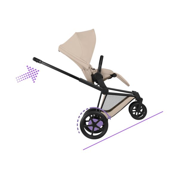 Cybex E-Priam 5 Comfort 2-in-1 Kinderwagen Matt Black - Cozy Beige