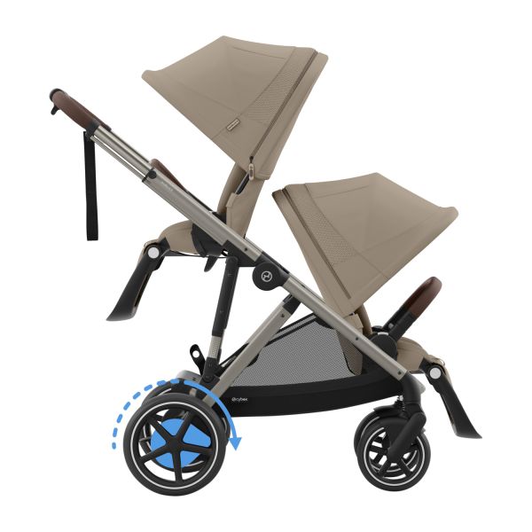 Cybex E-Gazelle S Tweelingwagen - Almond Beige Cybex E-Gazelle S Tweelingwagen - Almond Beige