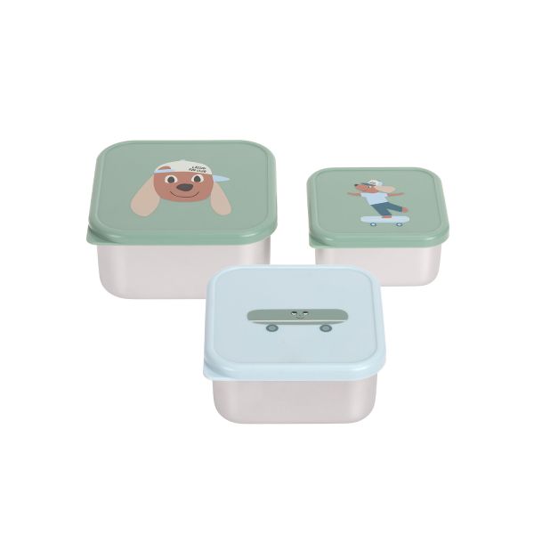 Lässig Tiny Team Dog Snackbox - 3 Stuks - RVS - Groen Lässig Tiny Team Dog Snackbox - 3 Stuks - RVS - Groen