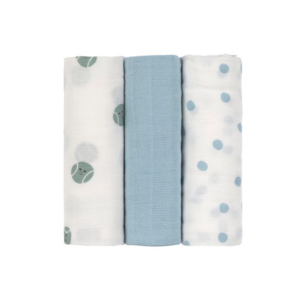 Lässig Tiny Team Swaddle - 3 Stuks - 80 x 80 cm - Heavenly Soft - Pale Blue