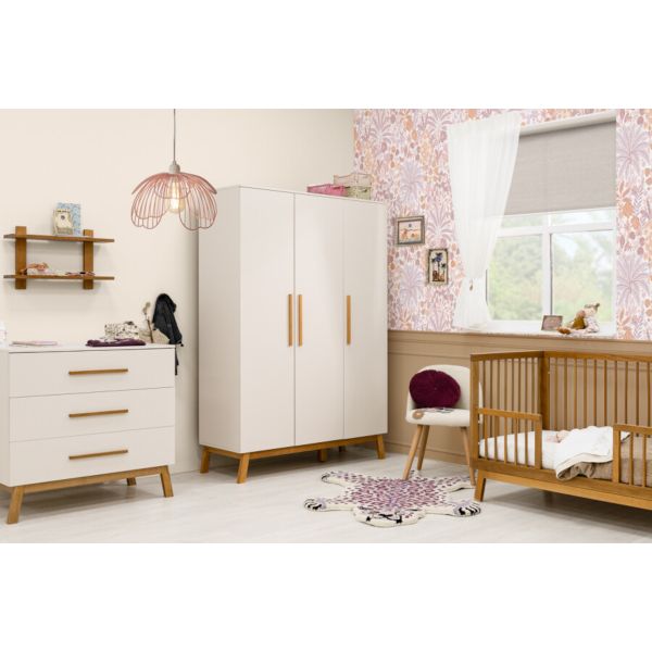 Bopita Ledikant 70 x 140 - Commode - 3-Deurskast - Kaleo - Dune /Rose Wood