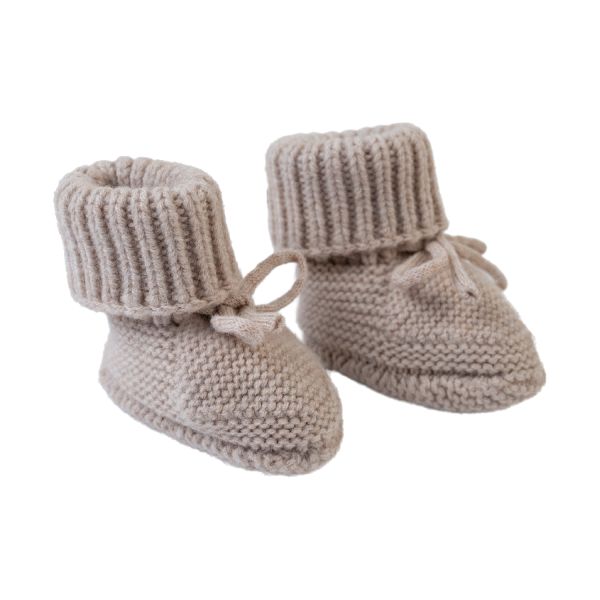 Lodger Slofjes - 0-6 Mnd - Merinowol - Beige Lodger Slofjes - 0-6 Mnd - Merinowol - Beige