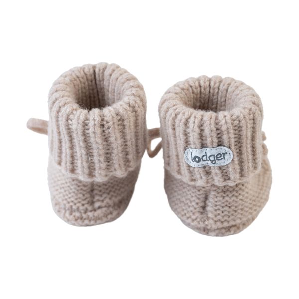 Lodger Slofjes - 0-6 Mnd - Merinowol - Beige Lodger Slofjes - 0-6 Mnd - Merinowol - Beige