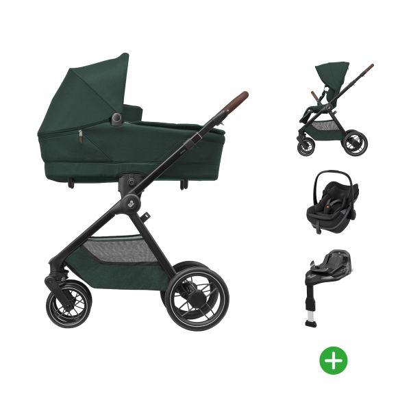 Maxi-Cosi Oxford+ 4-in-1 Kinderwagen Met Pebble Slide Pro Autostoel - Twillic Green/Onyx Black