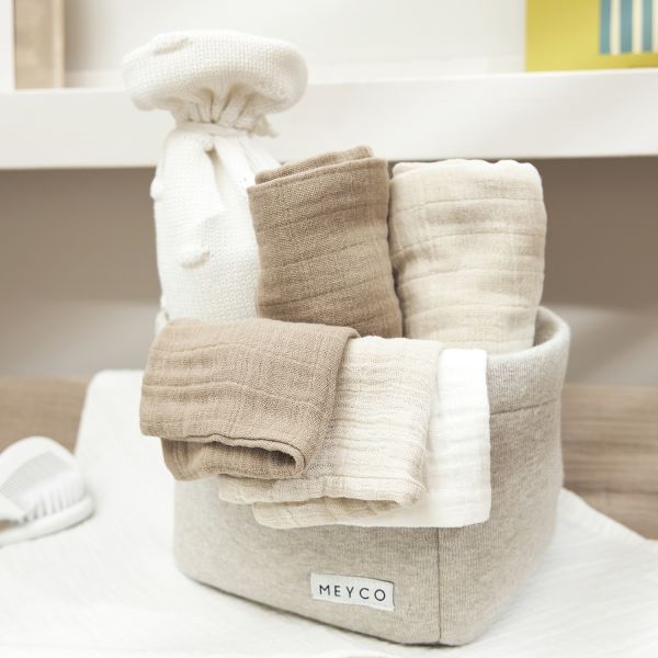 Meyco Monddoek tetra Pre-Washed Uni Offwhite/Soft Sand/Taupe 30 x 30 cm 3-Pack