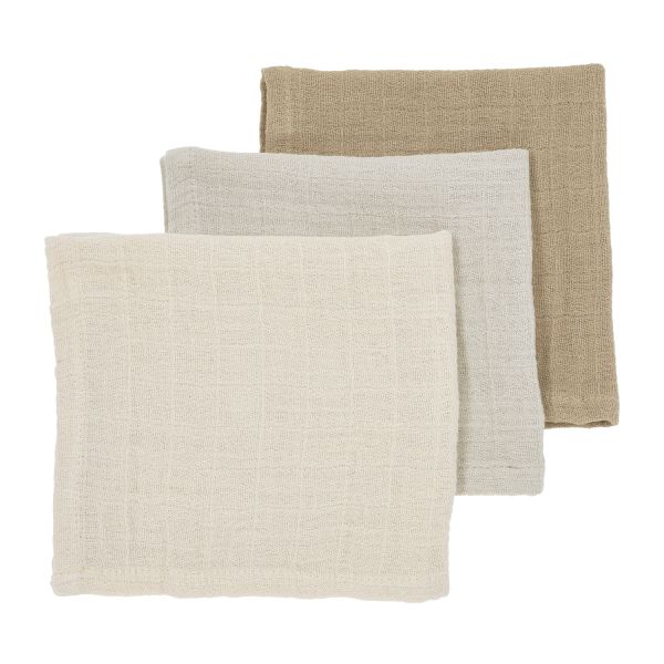 Meyco Monddoek tetra Pre-Washed Uni Soft Sand/Greige/Taupe 30 x 30 cm 3-Pack