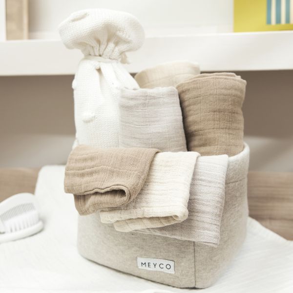 Meyco Monddoek tetra Pre-Washed Uni Soft Sand/Greige/Taupe 30 x 30 cm 3-Pack