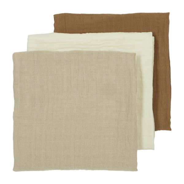 Meyco Multidoek tetra Pre-Washed Uni Offwhite/Sand/Toffee 70 x 70 cm 3-Pack