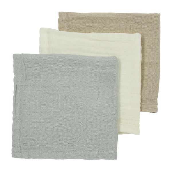 Meyco Monddoek tetra Pre-Washed Uni Offwhite/Light Grey/Toffee 30 x 30 cm 3-Pack