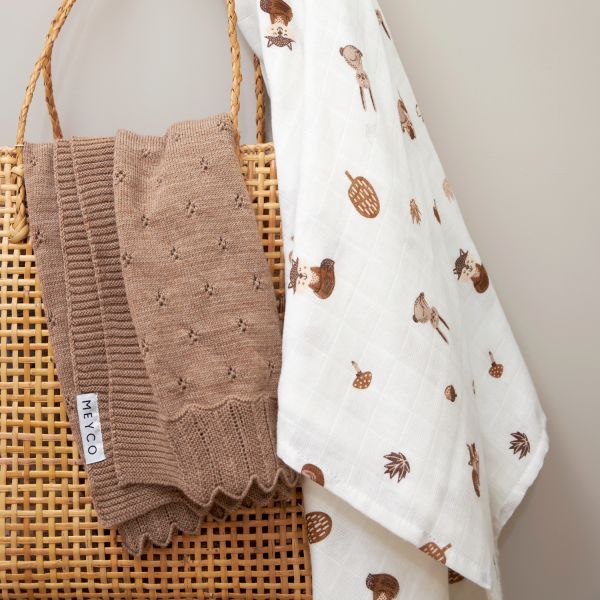 Meyco Swaddle tetra Forest Animals Toffee 120 x 120 cm 2-Pack Meyco Swaddle tetra Forest Animals Toffee 120 x 120 cm 2-Pack