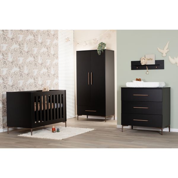 TWF Ledikant 60 x 120 - Commode 3 Laden - Hanglegkast 2 Deuren 1 Lade Modena Metaal
