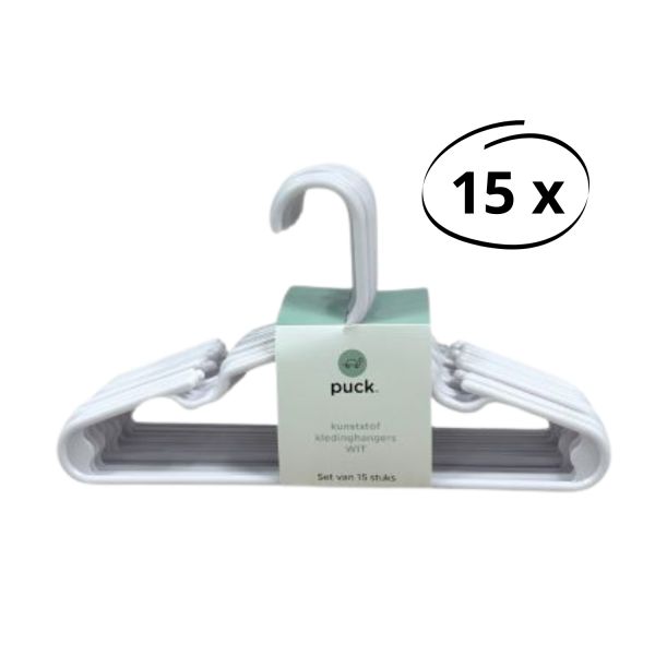Puck Kledinghanger Kunststof Wit (15 stuks)
Puck Kledinghanger Kunststof Wit (15 stuks)