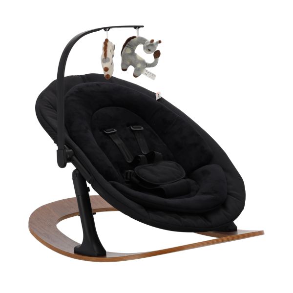 Qute Q-Sittle Newborn Rocker Woody Black + Bekleding Black Qute Q-Sittle Newborn Rocker Woody Black + Bekleding Black