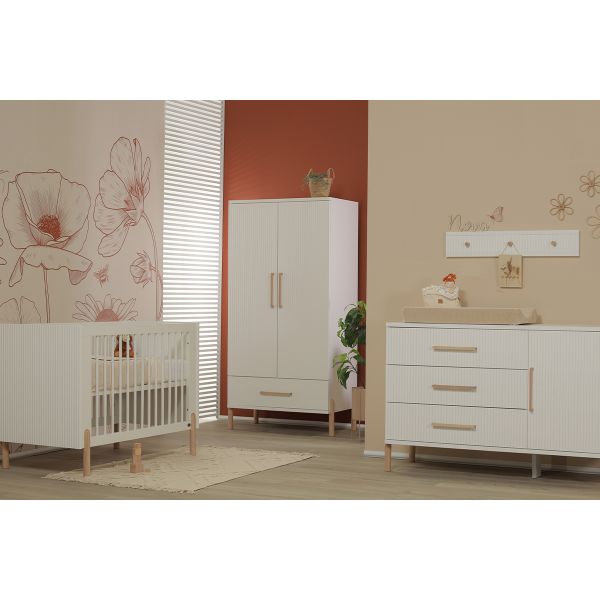 TWF Ledikant 60 x 120 - Commode XL 3 Laden 1 Deur Curve TWF Ledikant 60 x 120 - Commode XL 3 Laden 1 Deur Curve