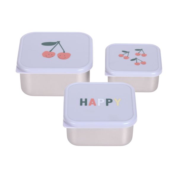 Lässig Snackbox RVS Happy Fruits Cherry 3 Stuks Lässig Snackbox RVS Happy Fruits Cherry 3 Stuks