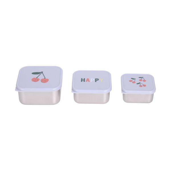 Lässig Snackbox RVS Happy Fruits Cherry 3 Stuks Lässig Snackbox RVS Happy Fruits Cherry 3 Stuks