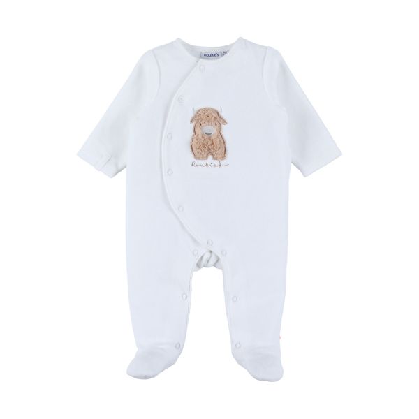 Noukie's F&O Pyjama Met Borduursel - 00 Mnd - Velours - Wit Noukie's F&O Pyjama Met Borduursel - 00 Mnd - Velours - Wit