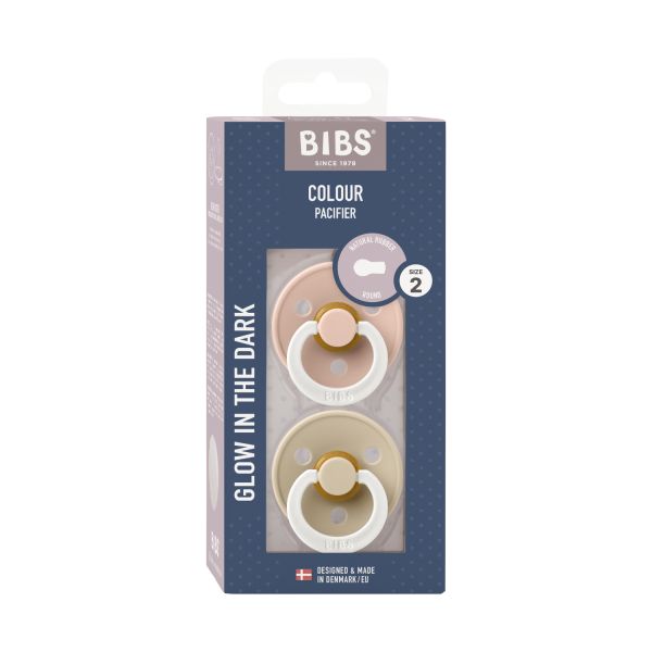 BiBs Glow In The Dark Fopspeen - Rond - 2 Stuks - 18+ Mnd - Blush/Vanilla BiBs Glow In The Dark Fopspeen - Rond - 2 Stuks - 18+ Mnd - Blush/Vanilla