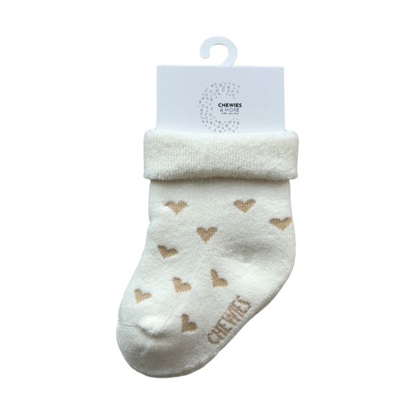 Chewies & More Sokjes - Newborn - Heart Beige Chewies & More Sokjes - Newborn - Heart Beige