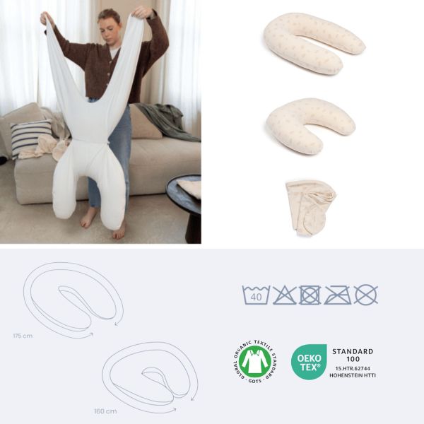 Doomoo Hoes voor Voedingskussen U Twisty 2-in-1 - Petals Latte Doomoo Hoes voor Voedingskussen U Twisty 2-in-1 - Petals Latte