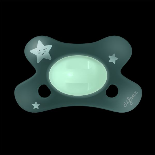 Difrax Glow In The Dark Fopspeen - Anatomisch - 0-6 Mnd - Wit