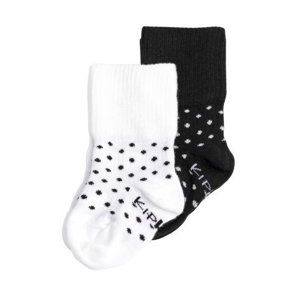 KipKep Blijf-Sokjes - 2-6 Mnd - 2-Pack - Black Dots