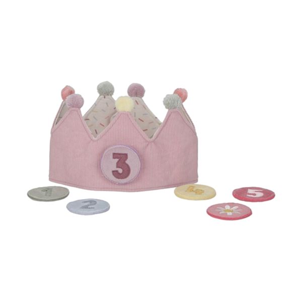 Little Dutch Verjaardagskroon van stof met cijfers roze Little Dutch Verjaardagskroon van stof met cijfers roze