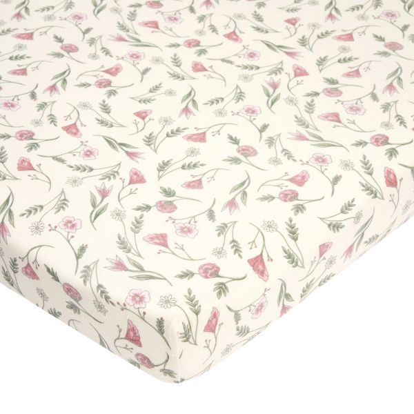 Meyco Flower Hoeslaken - 40 x 80/90 cm - Jersey - Roze Meyco Flower Hoeslaken - 40 x 80/90 cm - Jersey - Roze
