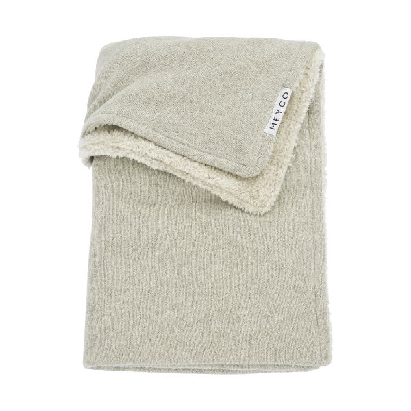 Meyco Ledikantdeken Knit Basic Sand Melange Teddy 100x150cm Meyco Ledikantdeken Knit Basic Sand Melange Teddy 100x150cm