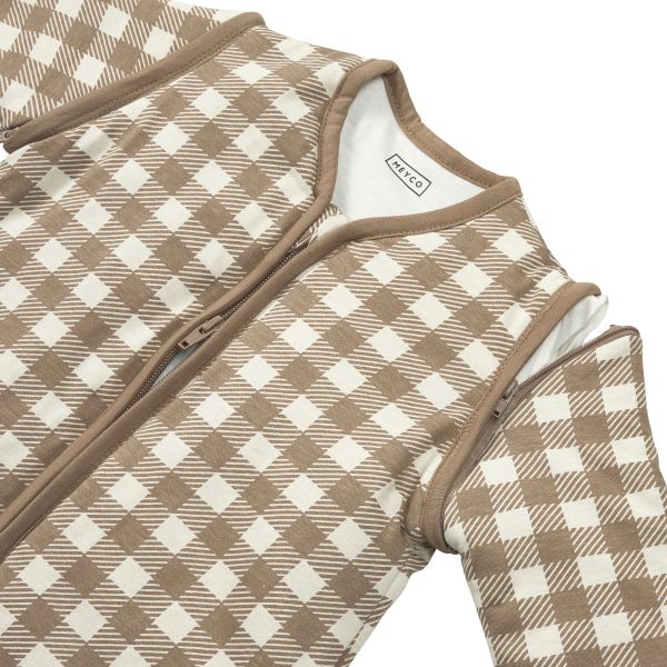 Meyco Vichy Square Gevoerde Slaapzak Met Afritsbare Mouwen - 60 cm - Jersey - Dark Taupe Meyco Vichy Square Gevoerde Slaapzak Met Afritsbare Mouwen - 60 cm - Jersey - Dark Taupe