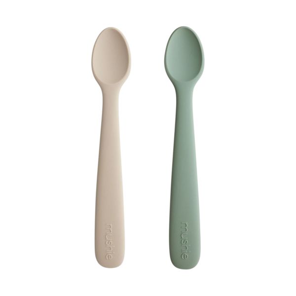 Mushie Babylepel - 2 Stuks - Siliconen - Cambridge Blue / Shifting Sand Mushie Babylepel - 2 Stuks - Siliconen - Cambridge Blue / Shifting Sand