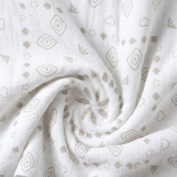 Noukie's Moon Feathers Tetra Doeken - 2 Stuks - 100 x 100 cm - Beige Noukie's Moon Feathers Tetra Doeken - 2 Stuks - 100 x 100 cm - Beige