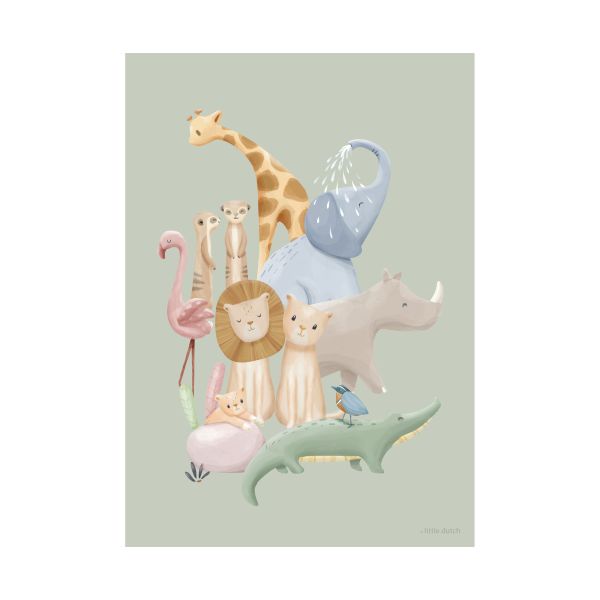 Little Dutch Safari Friends Poster - A3