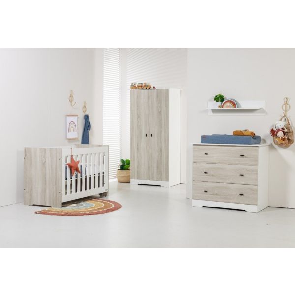 Interbaby Ledikant 70 x 140 Incl. Juniorzijden - Commode 3 laden Rock Interbaby Ledikant 70 x 140 Incl. Juniorzijden - Commode 3 laden Rock