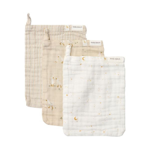 Little Dutch Little Goose Washandjes - 3 Stuks - 21 x 14 cm Little Dutch Little Goose Washandjes - 3 Stuks - 21 x 14 cm