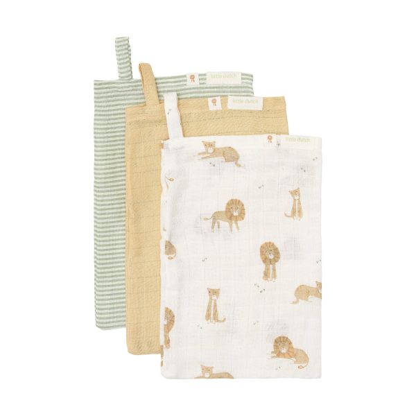 Little Dutch Safari Leo Washandjes Set - 14 x 21 cm - Geel