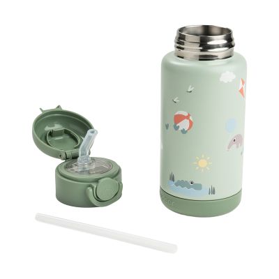 Done By Deer Thermos Drinkfles Rietje - 340 ml - Playground - Green Done By Deer Thermos Drinkfles Rietje - 340 ml - Playground - Green