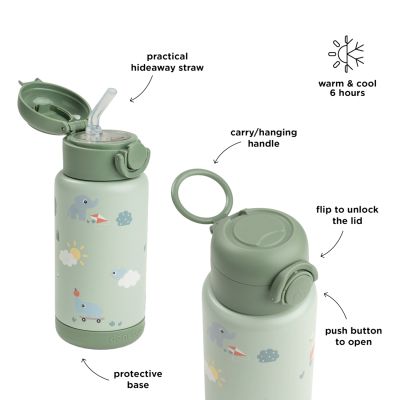 Done By Deer Thermos Drinkfles Rietje - 340 ml - Playground - Green Done By Deer Thermos Drinkfles Rietje - 340 ml - Playground - Green