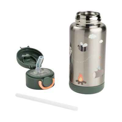 Done By Deer Thermos Drinkfles Rietje - 340 ml - Tiny Trails - Green Done By Deer Thermos Drinkfles Rietje - 340 ml - Tiny Trails - Green