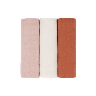 Pink/Milky/Rust Swaddle & Burp Blanket L Pink/Milky/Rust 85 x 85 cm Pink/Milky/Rust Swaddle & Burp Blanket L Pink/Milky/Rust 85 x 85 cm