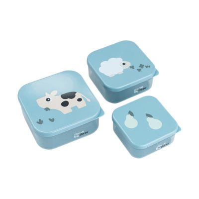 Done By Deer Tiny Farm Snack Box - 3 pièces - Bleu