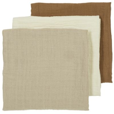Meyco Multidoek tetra Pre-Washed Uni Offwhite/Sand/Toffee 70 x 70 cm 3-Pack