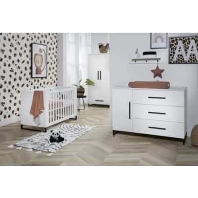 TWF Ledikant 60 x 120 - Commode XL 3 Laden/1 Deur - Hanglegkast 2 Deuren/1 Lade Torino