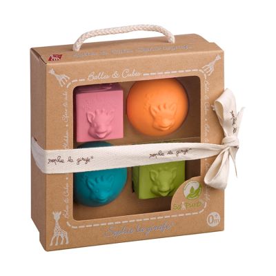 Sophie De Giraf So'Pure Set Van 2 Speelballen En 2 Stapelblokken Sophie De Giraf So'Pure Set Van 2 Speelballen En 2 Stapelblokken