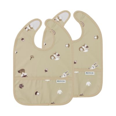 Meyco Slab met Opvangbak - Forest Animals - Sand - 2-Pack Meyco Slab met Opvangbak - Forest Animals - Sand - 2-Pack