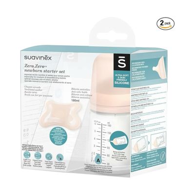 Suavinex Zero Zero Newborn Set - Fles 180ml + Fopspeen -2/2Mnd Suavinex Zero Zero Newborn Set - Fles 180ml + Fopspeen -2/2Mnd
