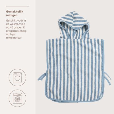 Meyco Badponcho - Badstof Jacquard Fat Stripe - Jeans Blue - 1-3 jaar Meyco Badponcho - Badstof Jacquard Fat Stripe - Jeans Blue - 1-3 jaar